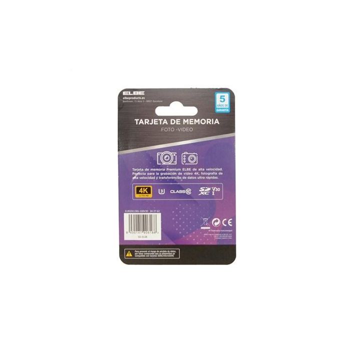 Tarjeta Sd 128Gb Para Resolución 4K U3 ELBE SD-3128 7