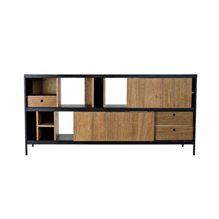 DKD Home Decor Buffet Mueble de Salón Alvin Moderno Negro Natural en Fresno y Hierro con 1 Cajón y 2 Puertas 160x40x75 cm 1 DKD Home Decor Buffet Mueble de Salón Alvin Moderno Negro Natural en Fresno y Hierro con 1 Cajón y 2 Puertas 160x40x75 cm 1