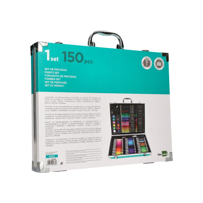 Liderpapel Estuche de Pintura en Aluminio 150 Piezas Maletín 37,8x29,7x4,6 cm 3