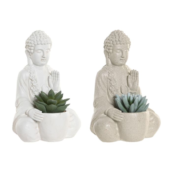 DKD Home Decor Planta Oriental Artificial Blanco Crema 11.5 x 20 x 13 cm de Resina y PE (4 Unidades)