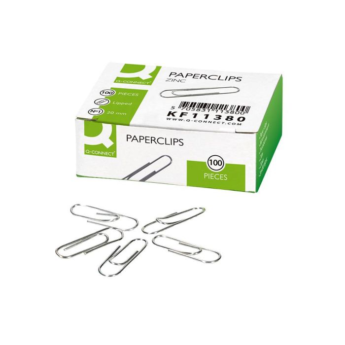 Clips Zinc Q-Connect N 1 Labiados 20 mm Caja De 100 Unidades 8