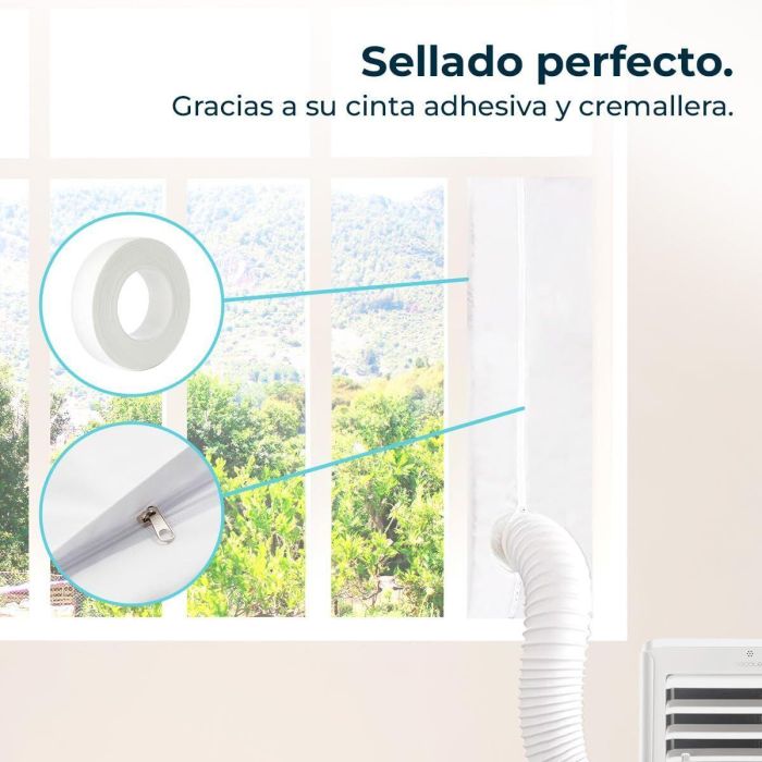 Cecotec Kit universal aislamiento ventanas 163x35 cm para climatizador, poliéster blanco 1