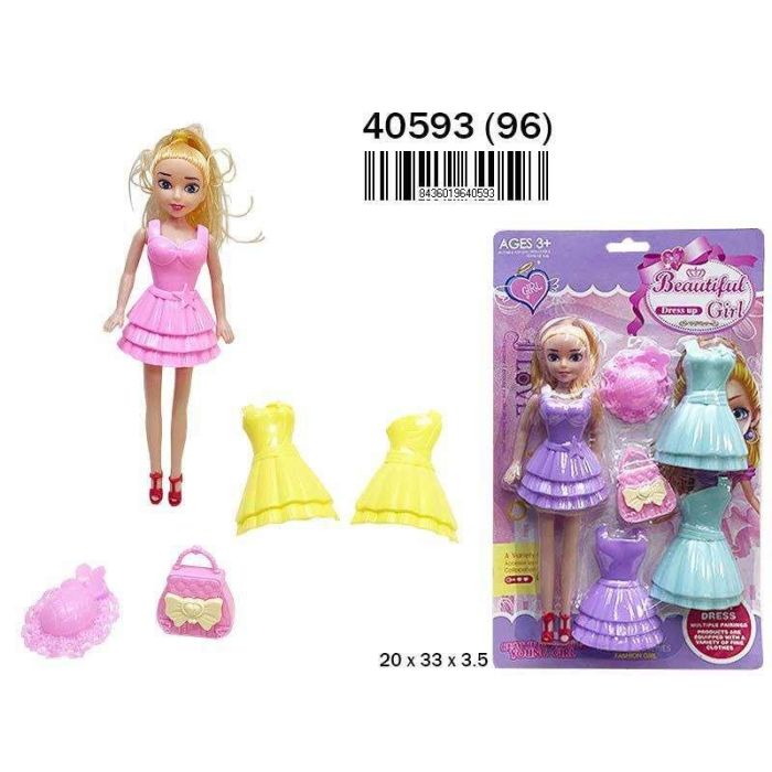 Rama Muñeca con Vestidos y Accesorios de Quita y Pon 20x33x3,5 cm | Juguete para Niñas +3 Años, No Requiere Pilas Rama Muñeca con Vestidos y Accesorios de Quita y Pon 20x33x3,5 cm | Juguete para Niñas +3 Años, No Requiere Pilas