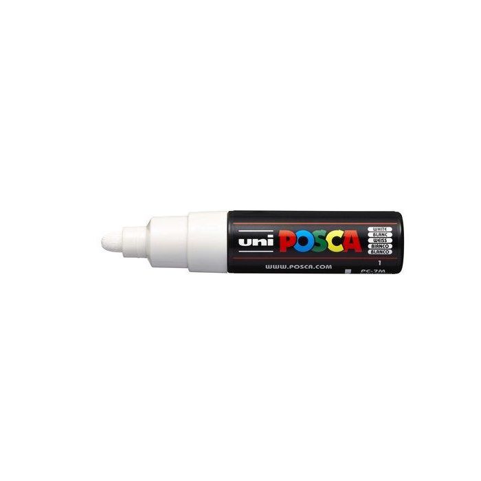 POSCA Pc-7M Marcador No Permanente Punta Bala 4,5-5,5 mm, Tinta Base Agua, Blanco