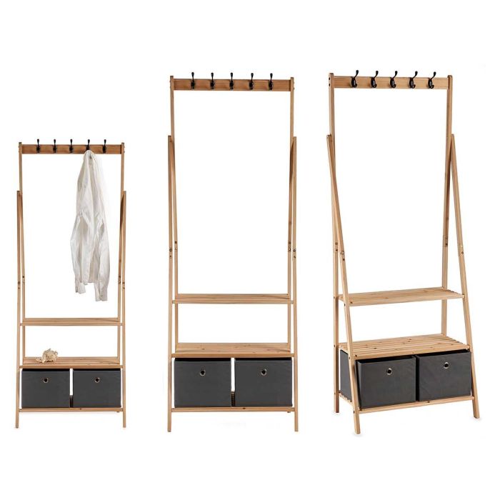 Perchero 2 Cajones Alto Gris Kipit 40.5x175x67 cm, Madera y Tela (3 Unidades)