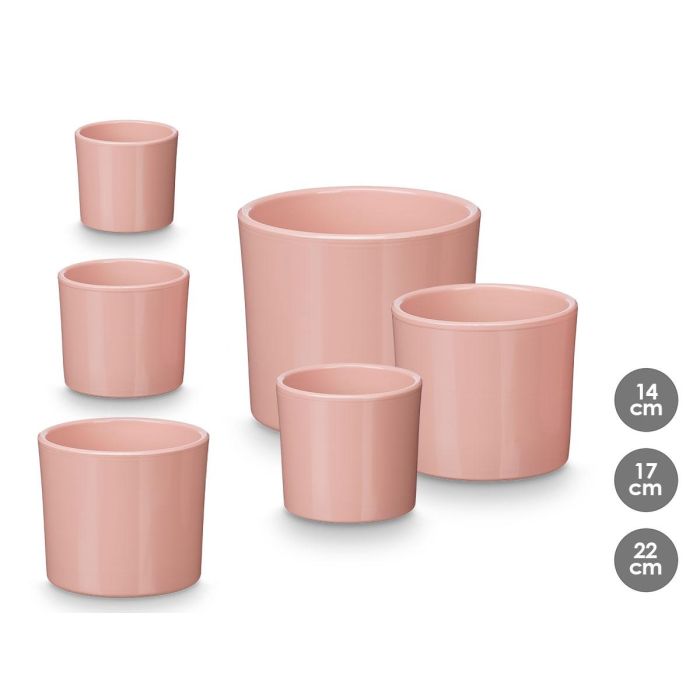 Set 3 Macetas Cilindro 14 17 22Cm Rosa Mate Ibergarden Set 3 Macetas Cilindro 14 17 22Cm Rosa Mate Ibergarden