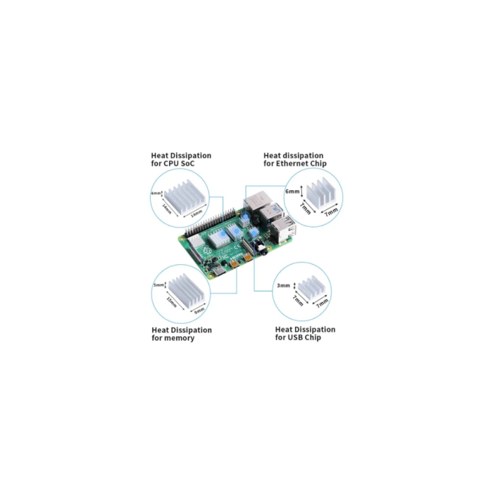 Raspberry Disipador, Pack Compatible Pi 4 1