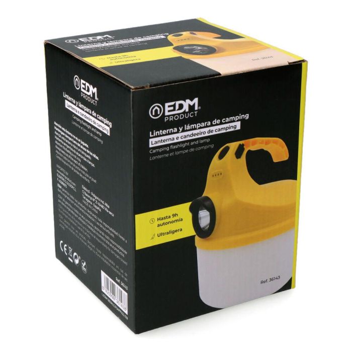 Edm Linterna/Farol de Camping Recargable 18W 500lm con Indicador de Carga y 2 Baterías 1200mAh 4