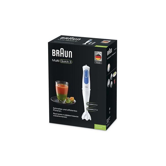 Braun Batidora de Inmersión Multiquick 3 MQ3000WH Smoothie, 700W, 0.6L, 2 Velocidades, Eje Metal, Acero Inoxidable