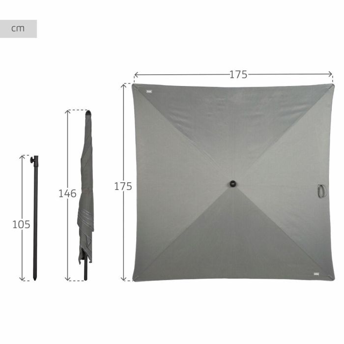 Sombrilla Aktive Gris 175 x 240 x 175 cm 3 Sombrilla Aktive Gris 175 x 240 x 175 cm 3