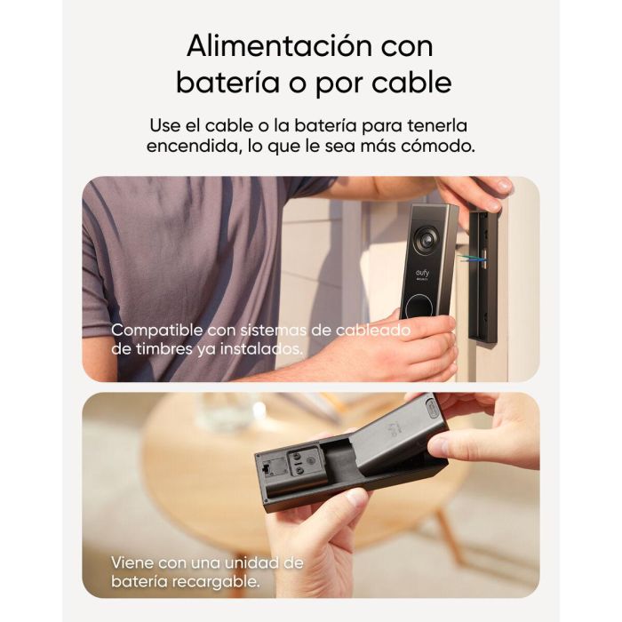 Eufy E8214311 Cámara Seguridad IP Exterior con Doble Cámara, 2K Full HD, Visión Nocturna Color y Detección Paquetes, Batería/Cable 3
