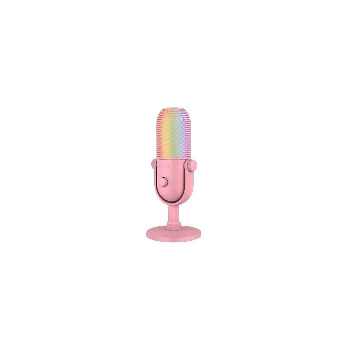 Razer Seiren V3 Chroma Micrófono para PC, USB, Rosa, con Retroiluminación LED, Sensibilidad -34 dB, 20-20000 Hz, 24 bits, 96 kHz