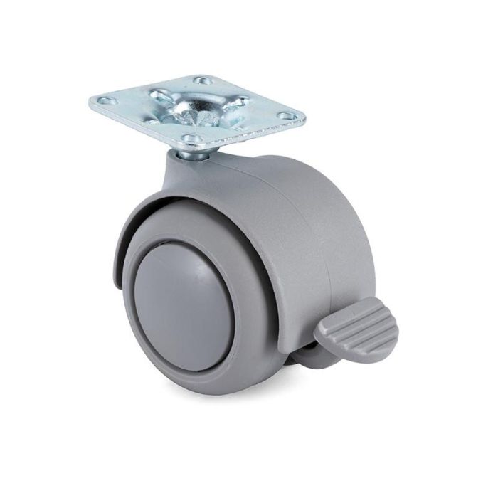 Q&Q Rueda Giratoria Onixa Aro Goma Ø50 mm Gris Plástico con Freno para Muebles 0 Q&Q Rueda Giratoria Onixa Aro Goma Ø50 mm Gris Plástico con Freno para Muebles 0