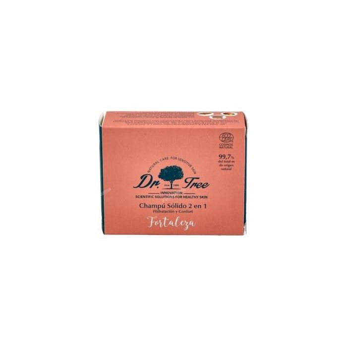 Dr. Tree Champú Sólido Fortaleza 2 en 1 Limpiador y Acondicionador Cabello Sano Natural 99.7% Origen Vegetal 75g