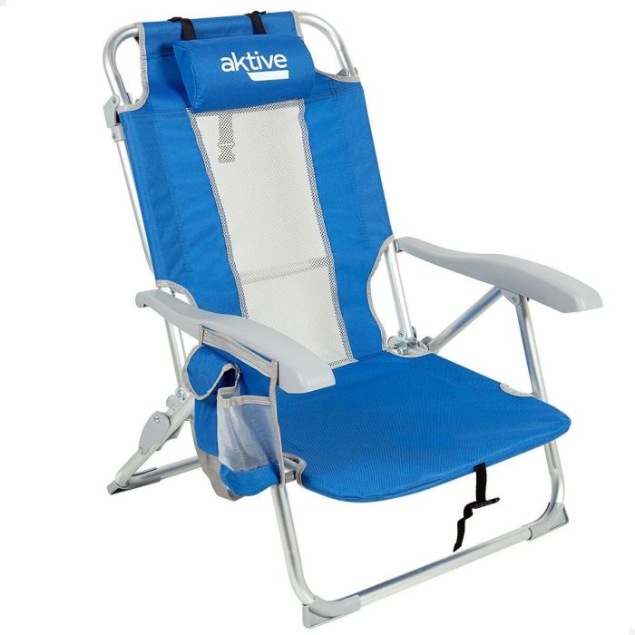 Silla de Playa Aktive Azul Blanco 49 x 78 x 56 cm (2 Unidades) 1