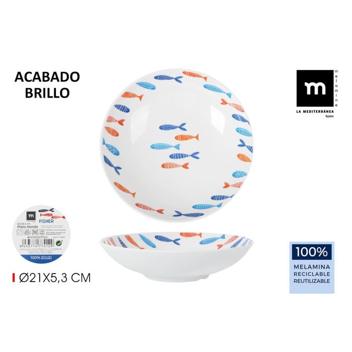 Plato Hondo Melamina Brillo Fisher 21x5.3 cm La Mediterranea (24 Unidades) Plato Hondo Melamina Brillo Fisher 21x5.3 cm La Mediterranea (24 Unidades)