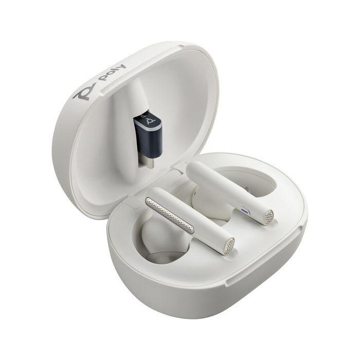 HP Poly Voyager Free 60+ UC Auriculares Inalámbricos White Sand +Adaptador BT700 USB-A +Estuche Carga Táctil 2