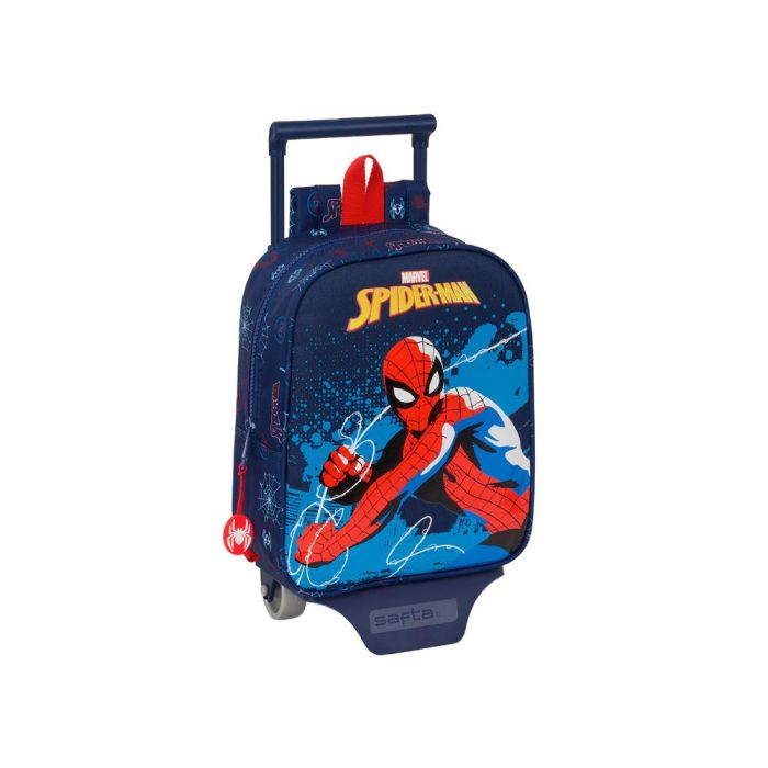 Mochila Escolar con Ruedas Spider-Man Neon Azul marino 22 x 27 x 10 cm