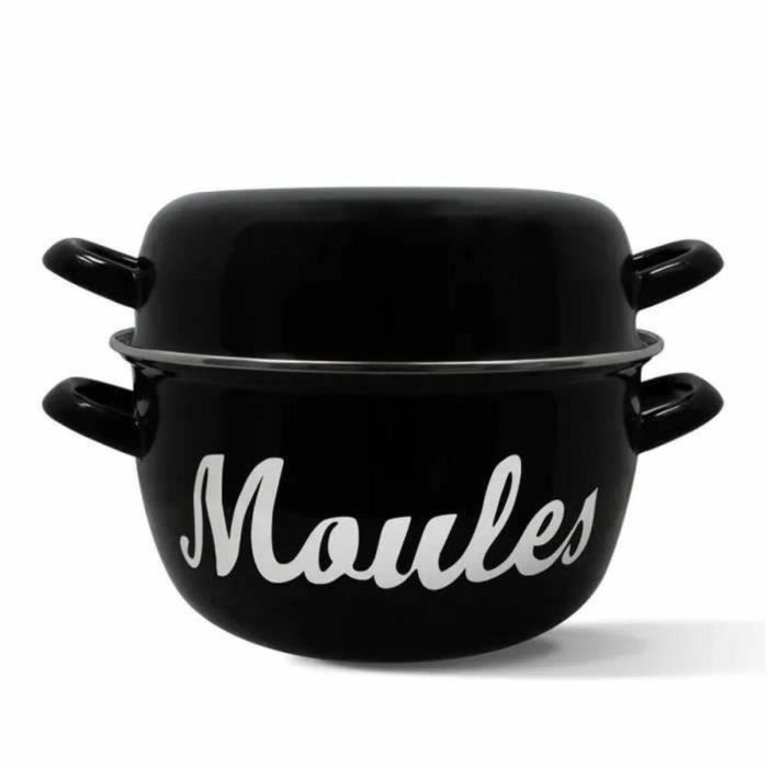 Menastyl 3645563 Olla para mejillones de Acero esmaltado Negra 18 cm con inscripción, apta para todo tipo de fuegos incluida inducción Menastyl 3645563 Olla para mejillones de Acero esmaltado Negra 18 cm con inscripción, apta para todo tipo de fuegos incluida inducción