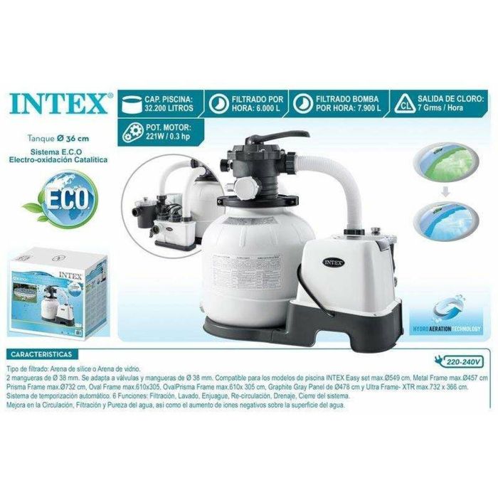 Intex 26676 Sistema de Filtración y Tratamiento de Sal 2 en 1 - Filtro de Arena 6m³/h para Piscinas hasta 32m³ 16