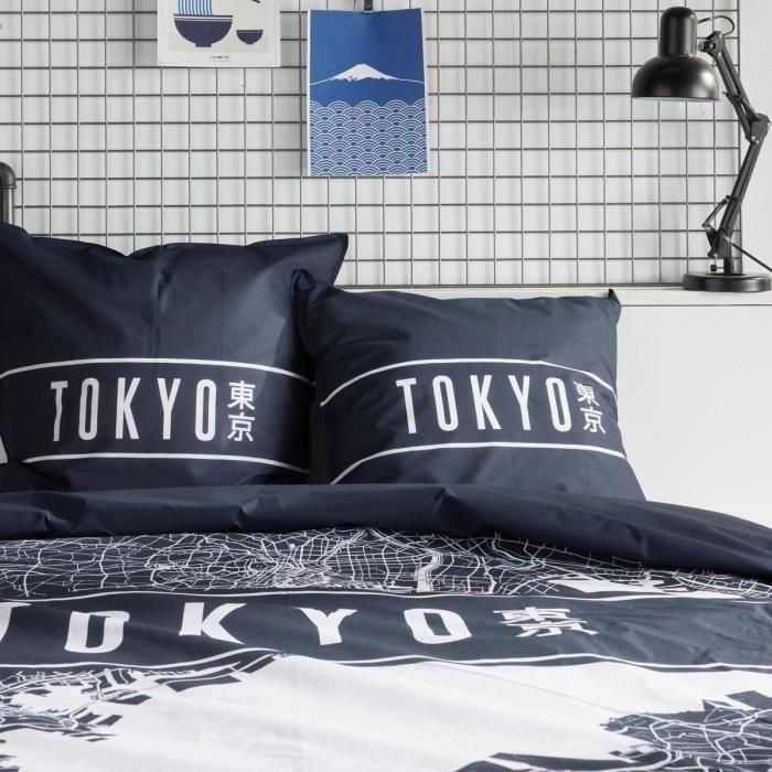 Juego de cama - TODAY - JAVA - 2 personas - 240x220 cm - Algodón - Estampado Tokio - Azul oscuro 2 Juego de cama - TODAY - JAVA - 2 personas - 240x220 cm - Algodón - Estampado Tokio - Azul oscuro 2