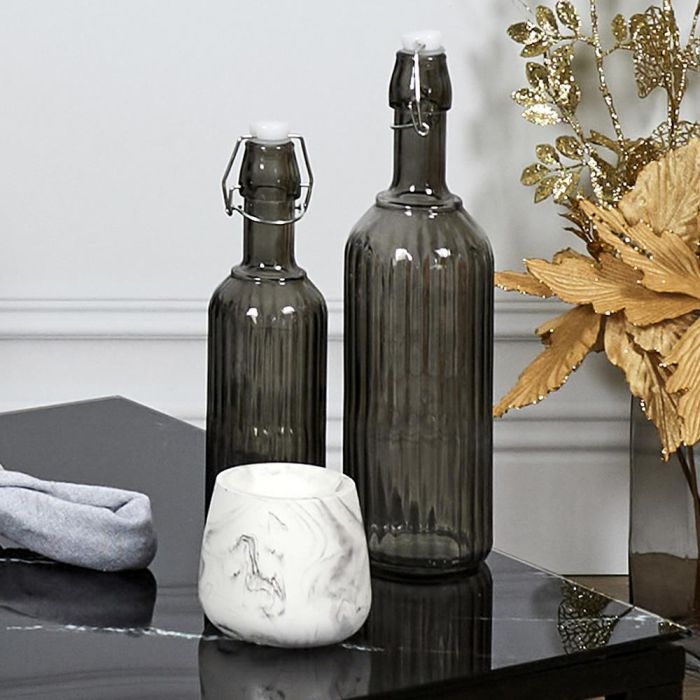 Home Deco Factory Botella de Vidrio 1 L Gris Colección Lounge Lounge 1