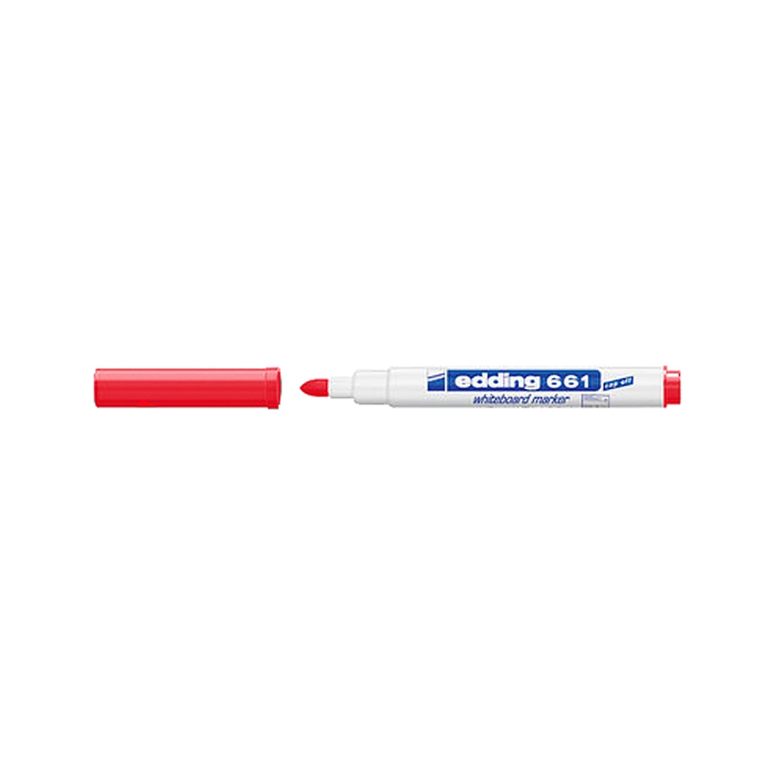 Edding Marcador Pizarra Blanca 661 Rojo (Set de 10) - Borrable en Seco, Punta Redonda 1-2mm, Tinta Resistente a la Luz (Set de 10) 1