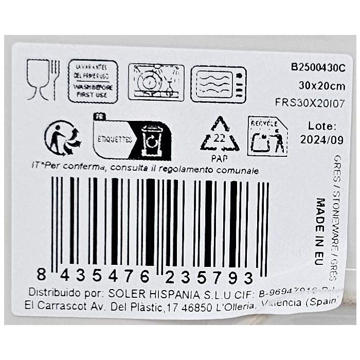 La Mediterranea Fuente Rectangular Blur 30x20 cm Brillo Elite (6 Unidades) 7