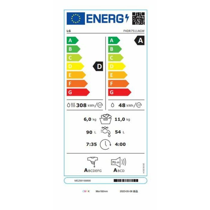 Lavadora-Secadora Inteligente LG AI Direct Drive TurboWash 360º 1400 rpm 11 kg/6 kg 2