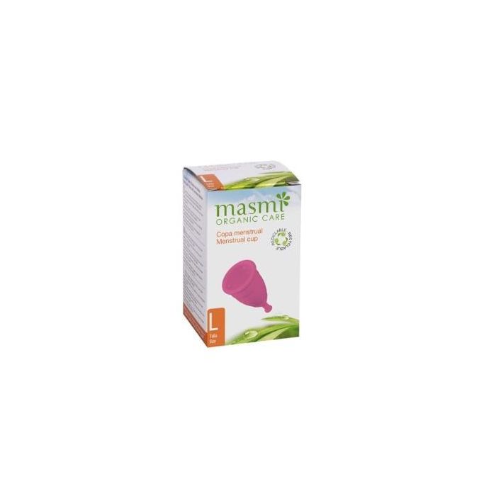 MASMI Copa Menstrual Talla L de TPE Grado Médico Hipoalergénica, hasta 12h de Protección, Reutilizable, Vegana