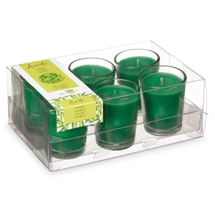 Set 6 Velas Vaso Vidrio Bambu Acorde 16X6CM (12 Unidades) 2 Set 6 Velas Vaso Vidrio Bambu Acorde 16X6CM (12 Unidades) 2