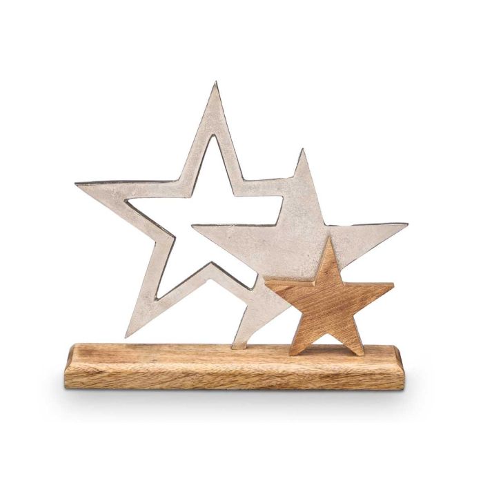 Soporte Decoracion Triple Estrella Plateado Giftdecor 31X28CM (6 Unidades) 2 Soporte Decoracion Triple Estrella Plateado Giftdecor 31X28CM (6 Unidades) 2