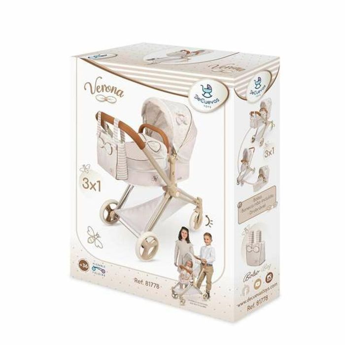 Decuevas Coche de Muñeca Plegable 3 en 1 Verona para Muñecas hasta 50 cm, 79x65x38 cm, Recomendado +3 años 1