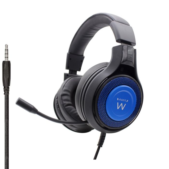 Ewent PL3322 Auriculares Gaming con Micrófono, Diadema Ajustable y Almohadillas Suaves, Altavoces 50 mm, Compatible con PC, PS4/5, Xbox One/S