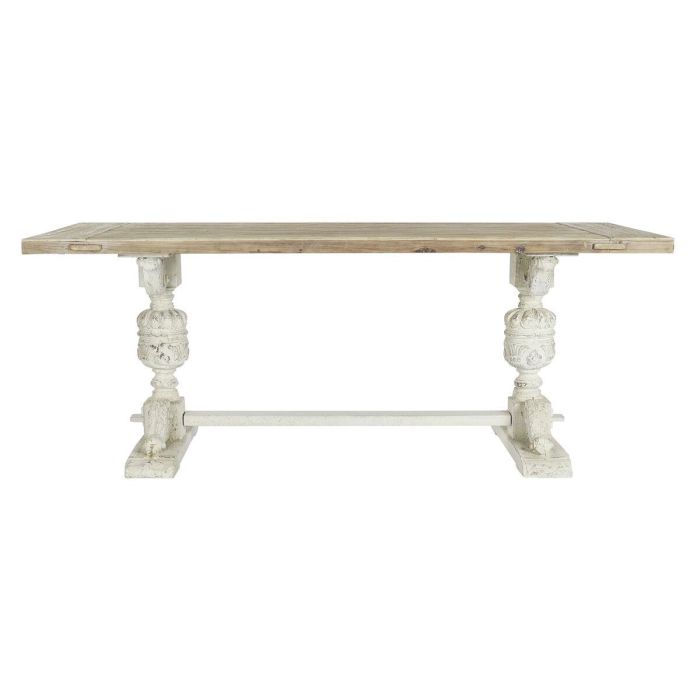 DKD Home Decor Mesa Comedor Neoclásico de Abeto Natural Blanco 200x90x78 cm Desmontable DKD Home Decor Mesa Comedor Neoclásico de Abeto Natural Blanco 200x90x78 cm Desmontable