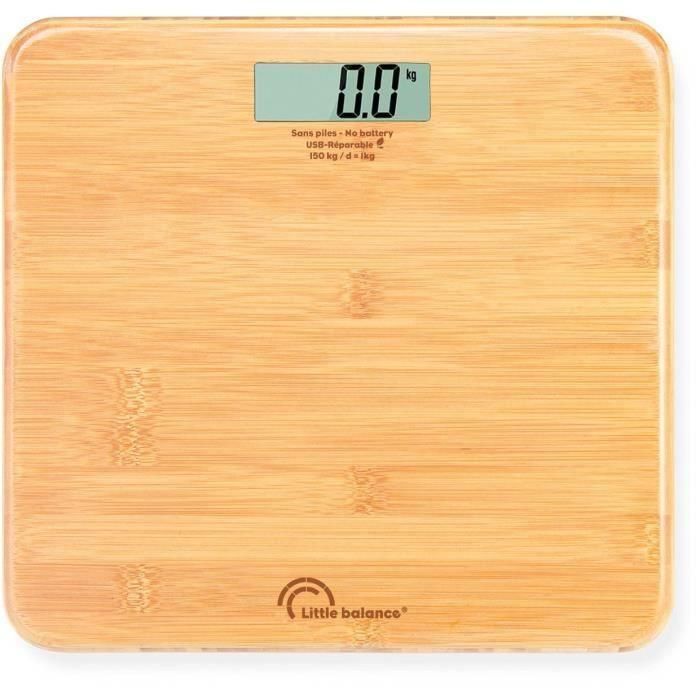 Báscula personal - LITTLE BALANCE - 8745 - Reparable por USB - 150 kg / 100 g - Mi bambú Báscula personal - LITTLE BALANCE - 8745 - Reparable por USB - 150 kg / 100 g - Mi bambú