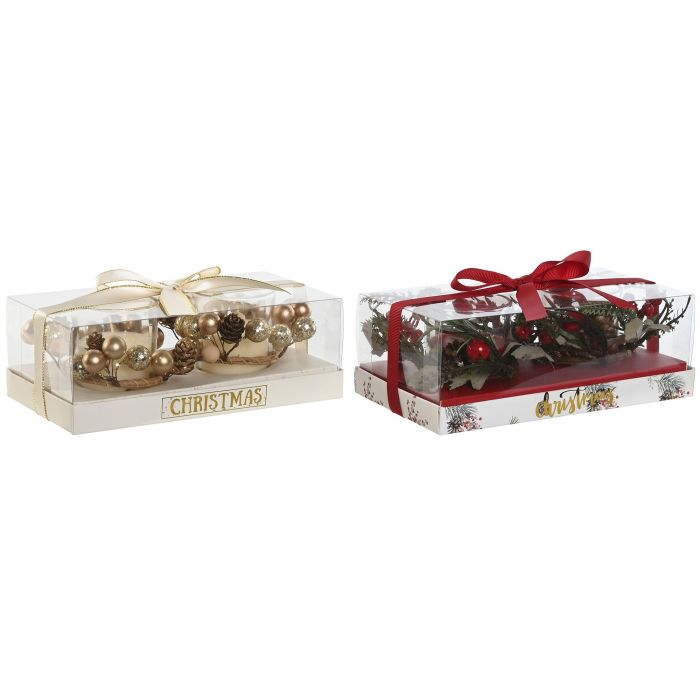 DKD Home Decor Vela Navidad Tradicional Rojo Blanco 12 Unidades Cera Cristal 10x6.5x19.5cm Surtido Aleatorio 3