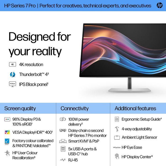 HP Monitor S7 Pro 727pk / 27" / 4K / HDMI-DisplayPort-USB(A)-USB(C) / Regulable Altura 12 HP Monitor S7 Pro 727pk / 27" / 4K / HDMI-DisplayPort-USB(A)-USB(C) / Regulable Altura 12