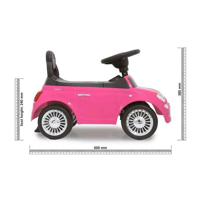 Ociotrends Correpasillos Fiat 500 Rosa 61x38.30x28 cm con Luces y Sonidos 1