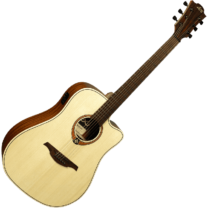 LAG Guitarra Acústica Dreadnought Cutaway Tramoantane 70 A/E Folk Eletroacsutica Natural Satinado Tapa Abeto Engelmann Macizo 2