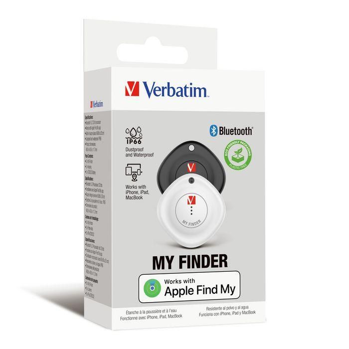Verbatim MYF-02 My Finder Localizador Rastreador Bluetooth compatible con Apple Find My App para iPhone, iPad y Mac, Pack 2 Negro/Blanco