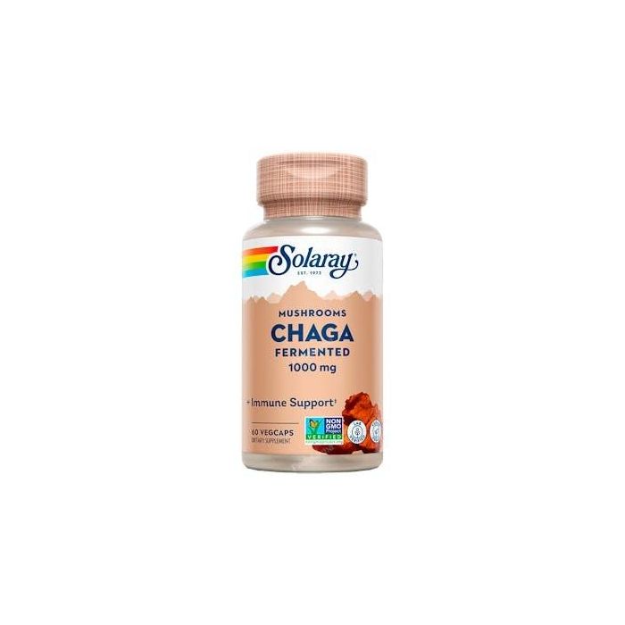 SOLARAY Chaga Fermented 500mg 60Vcap. Suplemento para Inmunidad y Salud General