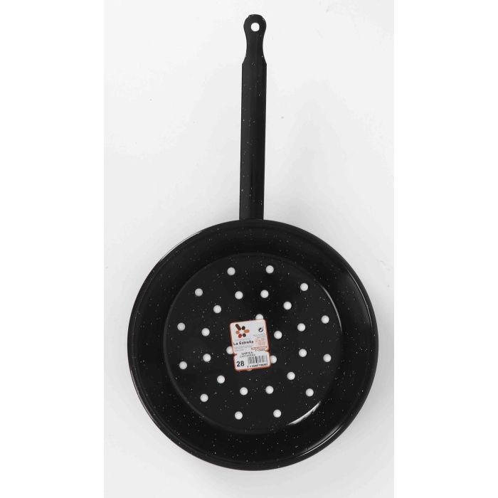La Estrella Sarten Castanyera o Parrilla para Castañas, 28 cm, Diseño Jaspeado, Hierro Fundido, 7.85 kg, 29.5 x 4.5 x 53 cm (10 Unidades) 1