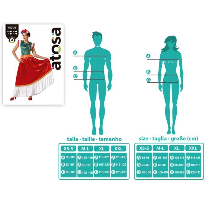 Disfraz Mejicana Vestido Rojo Mujer Adulto Talla M-L 3 Disfraz Mejicana Vestido Rojo Mujer Adulto Talla M-L 3