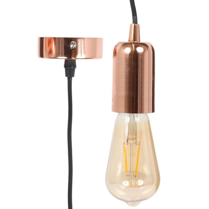 Home Deco Light Lámpara Colgante Aluminio Estilo Industrial Cobre Cable Negro E27 Máx.40W Con Enchufe 220-240V AC ~50 Hz d.5 cm; h.10 cm 4