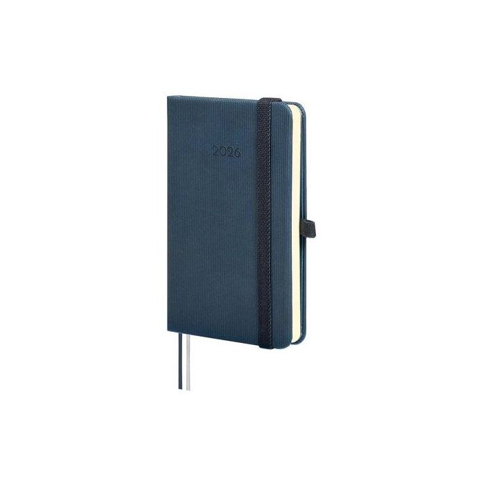 Agenda Anual (2026) Catalan Finocam Minimal Textura Cosida Tapa Dura Con Goma M2 82X127 S/V Apais. Blau