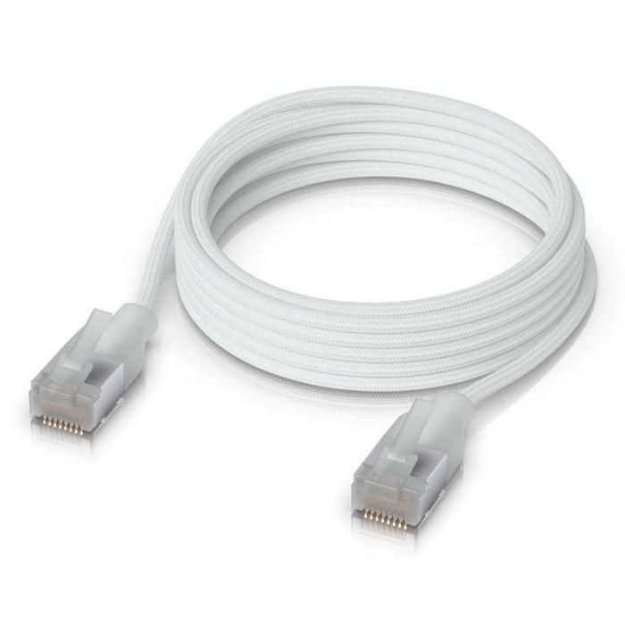 Ubiquiti Cable de Red Premium Cat 6A 10 GbE PoE++ RJ45/RJ45 Trenzado Translúcido/Blanco 2m para Redes de 10 Gigabits 1