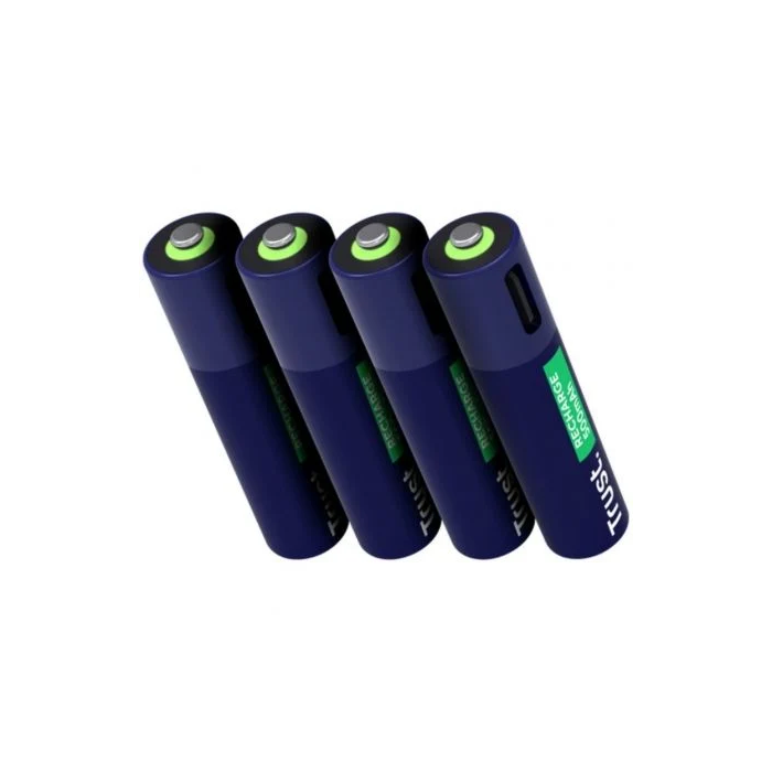 Trust Pilas AAA Recargables USB-C 25671 Pack 4 Unidades 500 mAh 2