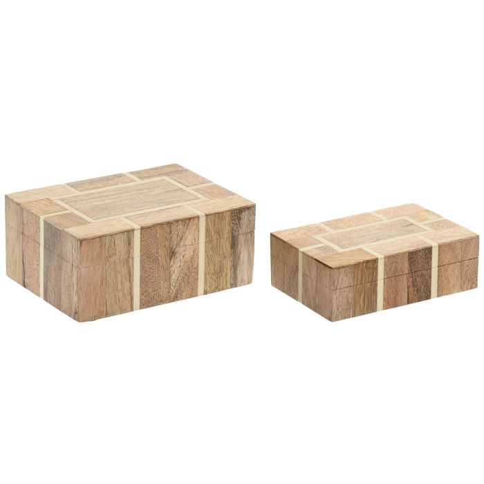 DKD Home Decor Joyero Urban de Mango y Resina Natural Blanco 13 x 7.5 x 18 cm, Set de 2 Organizadores de Joyas