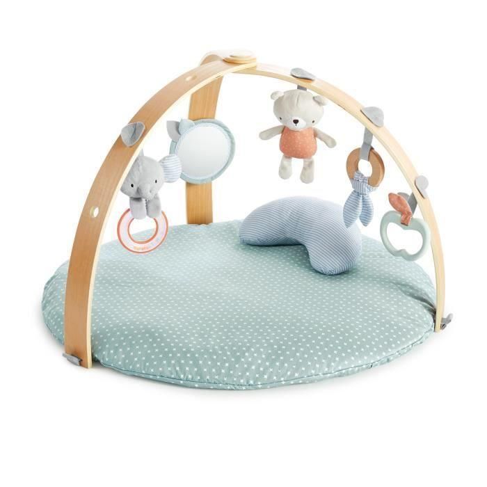 Ingenuity Cozy Spot Loamy - Colchoneta de Juego Edredón Reversible Suave con Barra de Juguetes de Madera Plegable y Cojín Boca Abajo 1